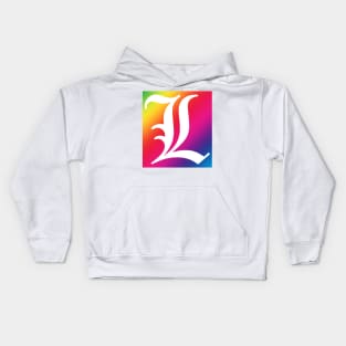 Rainbow White Letter L Kids Hoodie